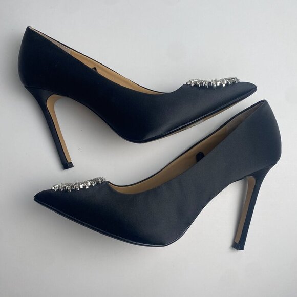 Express Pumps Heels Rhinestone Embellished Black Size 8 - Picture 6 of 10